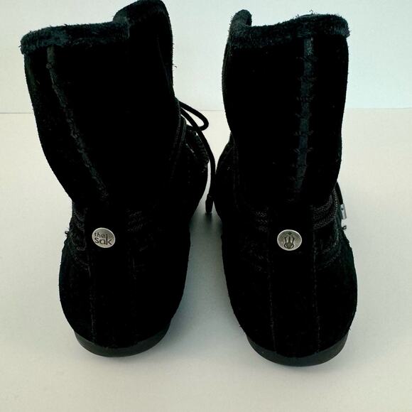 The Sak Helena Moccasin Black Suede Booties Embellished Beaded Boots 6.5 - Picture 8 of 11